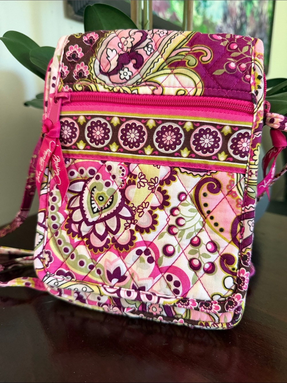 Vera Bradley Pink Floral-Paisley Quilted Crossbody